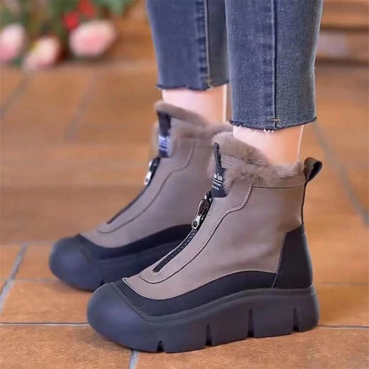 Bottes de neige chaudes et imperméables avec fermeture éclair pour femmes