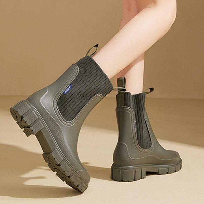 Bottes Mi-mollet Imperméables et Antidérapantes à Semelles Épaisses