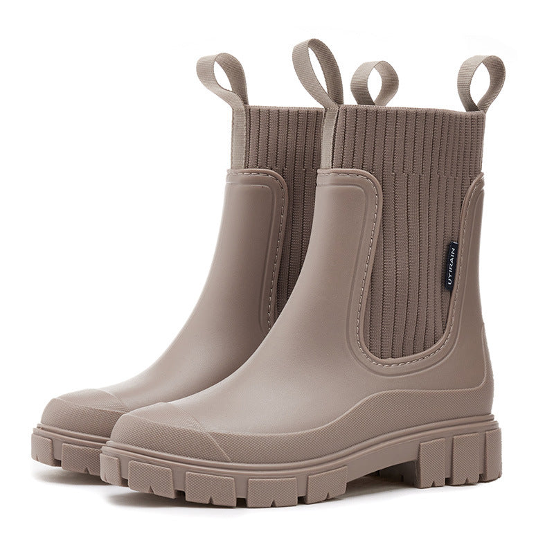 Bottes Mi-mollet Imperméables et Antidérapantes à Semelles Épaisses