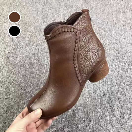 Bottes à Cheville Texturées Avec Fermeture Éclair pour Femmes